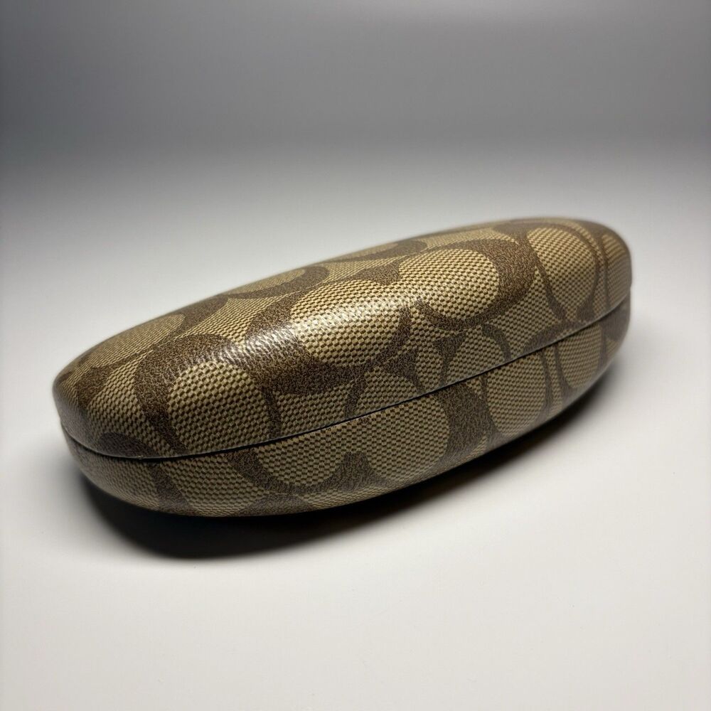 COACH Signature Monogram Brown Hard Clamshell Sunglasses Eye Glasses Case